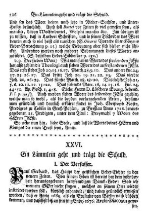 XXVI. Ein Lämmlein geht und trägt die Schuld.