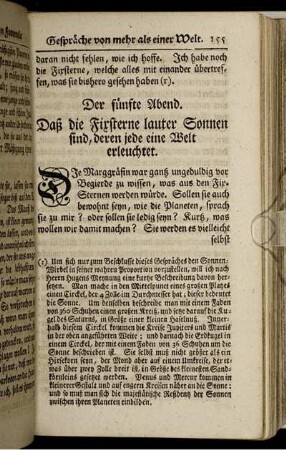 Der fünfte Abend. : Daß die Fixsterne lauter Sonnen sind, deren jede eine Welt erleuchtet.
