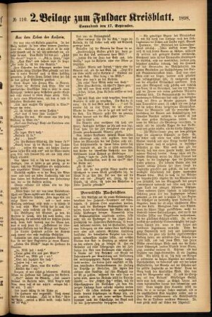 Dritte Ausgabe vom Samstag, den 17. September 1898.