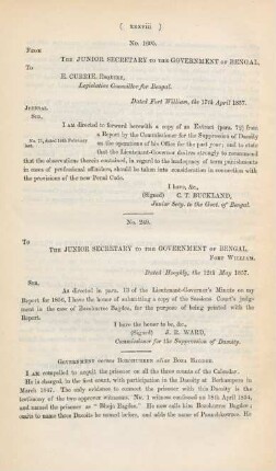 No. 1605. From the junior secretary to the government of Bengal, to E. Currie, Esquire, Legislative counciller for Bengal