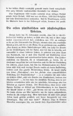 Die ersten physikalischen und physiologischen Arbeiten