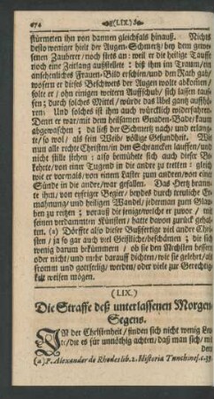 (LIX.) Die Straffe deß unterlassenen Morgen-Segens.