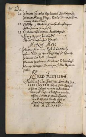Sommerhalbjahr 1634. Rektorat Conrad Cellarius