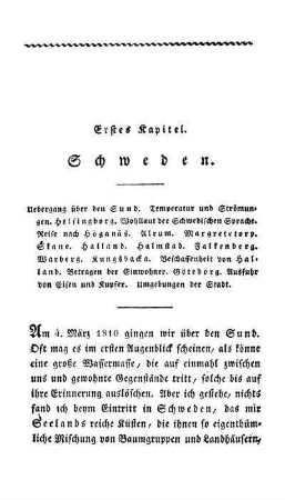 Erstes Kapitel. Schweden.
