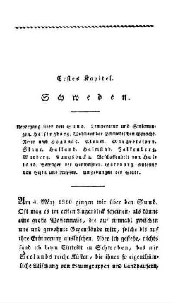 Erstes Kapitel. Schweden.