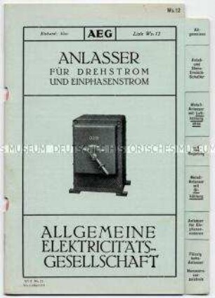 Anlasser für Drehstrom und Einphasenstrom (O) (Liste Ws.12)