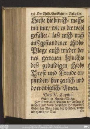 Das V. Capitul. Gebet in Kindes-Nöthen.