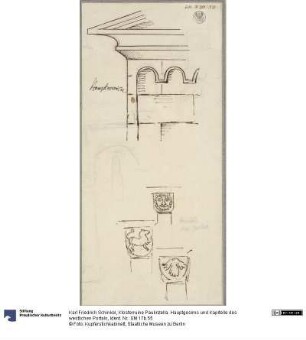 Klosterruine Paulinzella. Hauptgesims und Kapitelle des westlichen Portals