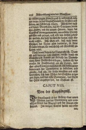 Caput VIII. Von der Empängniß. - Caput X. Wie das Kind formiret werde.