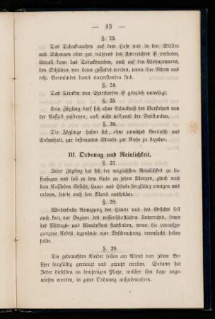 III. Ordnung und Reinlichkeit.