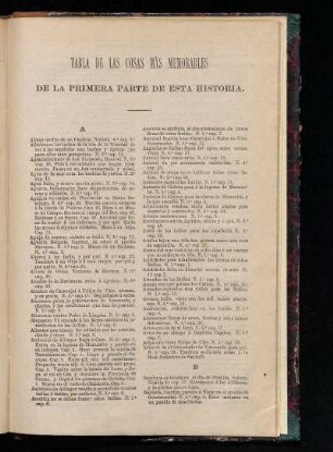 Tabla de las cosas más memorables de la primera parte de esta historia.