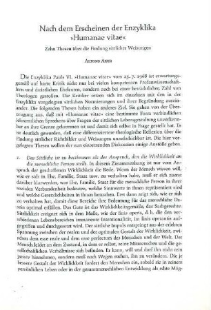 75-85 Nach dem Erscheinen der Enzyklika "Humanae vitae"