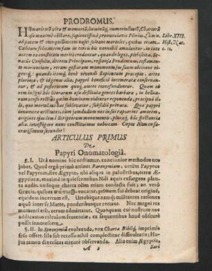 Articulus Prius De Papyri Onomatologia.