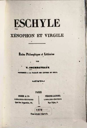 Eschyle, Xénophon et Virgile