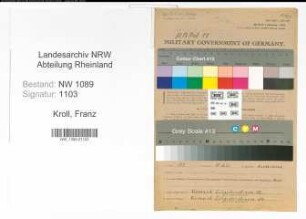Entnazifizierung Franz Kroll , geb. 29.04.1910 (Polizist)