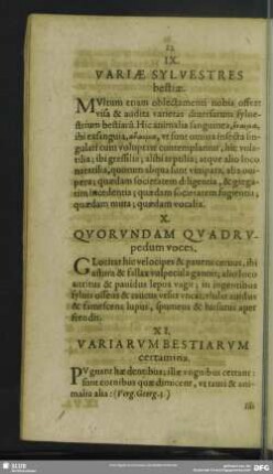 IX. Variae Sylvestres bestiae