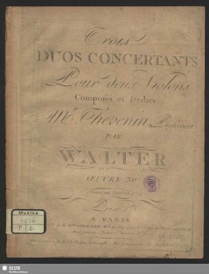 Trois Duos concertants Pour deux Violons : Œuvre 30