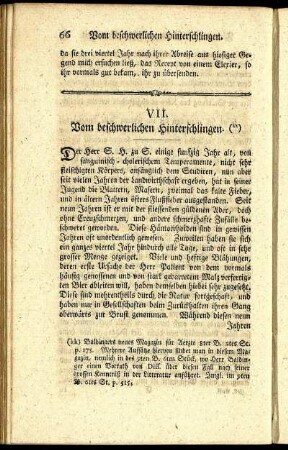 VII. Von beschwerlichen Hinterschlingen.