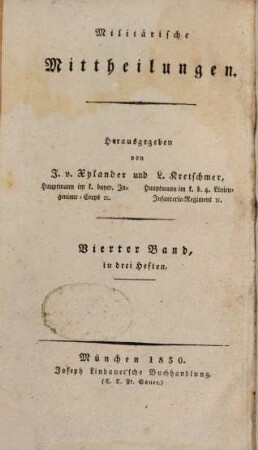 Militärische Mittheilungen. 4, 4. 1830
