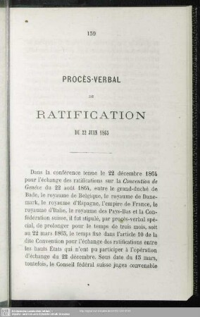 Procès-Verbal De Ratification Du 22 Juin 1865