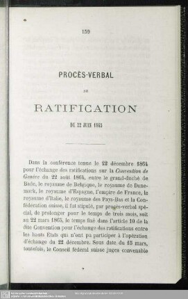 Procès-Verbal De Ratification Du 22 Juin 1865