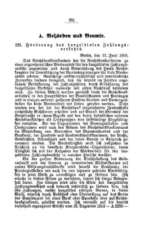 Förderung des bargeldlosen Zahlungsverkehrs : [A. Behörden und Beamte]