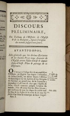 Avant-Propos. - Première Partie.
