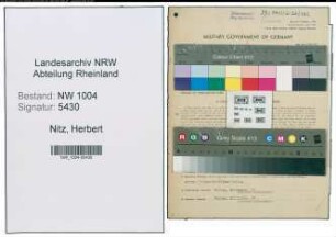 Entnazifizierung Herbert Nitz , geb. 11.08.1910 (Verw.Angestellter)
