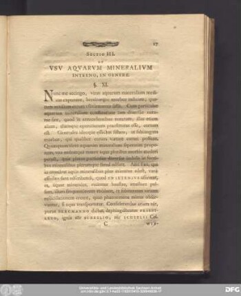 Sectio III. De Usu Aquarum Mineralium Interno, In Genere.