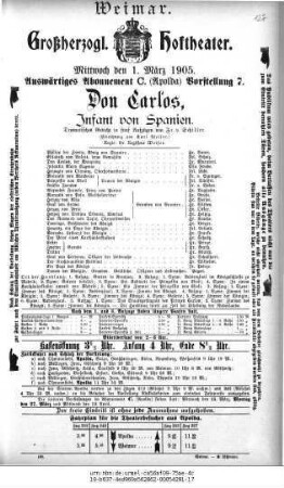 Don Carlos, Infant von Spanien