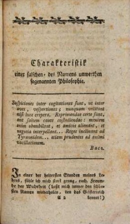 Imanuel Kant's Kennzeichen der Philosophie oder Weisheitsliebe im reinsten Sinne des Worts