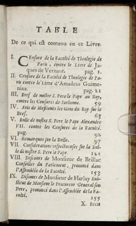 Table De ce qui est contenu en ce Livre.