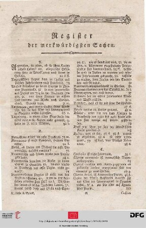 Register der merkwuerdigsten Sachen