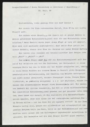 Brief von Hannes M. Avenarius an Gerhart Hauptmann und Margarete Hauptmann