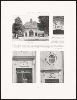 Torgebäude am Friedhof, Berlin-Friedrichsfelde: Ansicht, Details (aus: Neubauten der Stadt Berlin, Bd. XI, 1912)