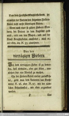 Von den viertägigen Fiebern