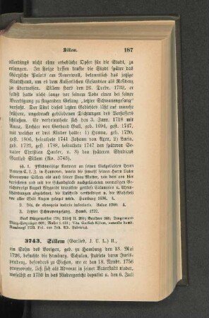 3743. Sillem (Garlieb, J. U. L.) II.