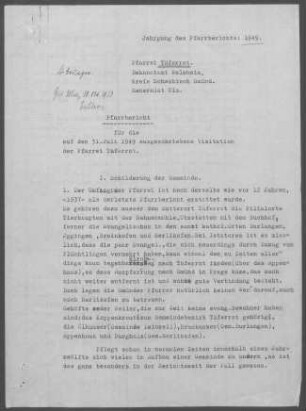 Täferrot: Pfarrbericht 1949