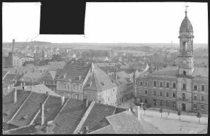 Großenhain. Blick von der Stadtkirche mit Flugzeug