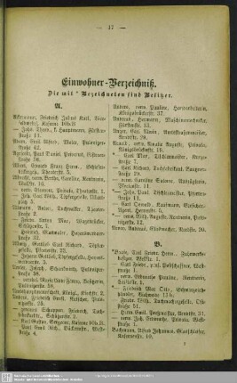 Einwohnerverzeichnis : Einwohner-Verzeichniß