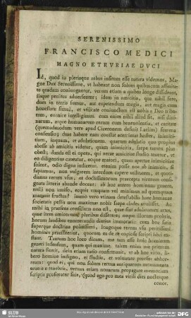 Serenissimo Francisco Medici Magno Etruriae Duci
