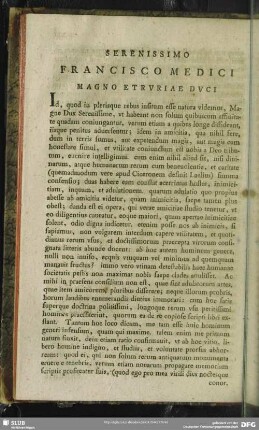 Serenissimo Francisco Medici Magno Etruriae Duci