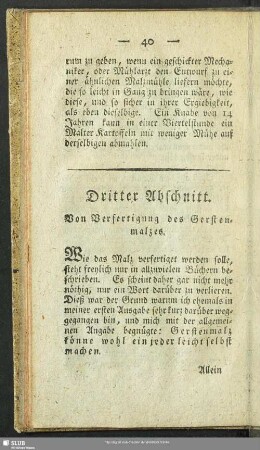 Dritter Abschnitt. Von Verfertigung des Gerstenmalzes