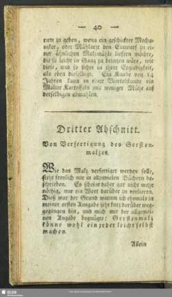 Dritter Abschnitt. Von Verfertigung des Gerstenmalzes
