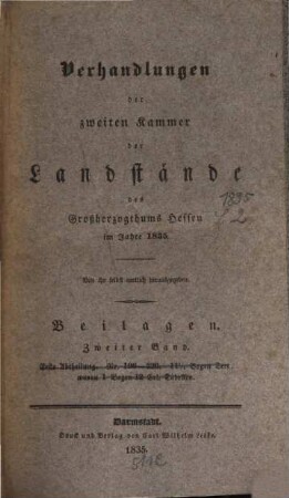 Verhandlungen der Zweiten Kammer der Landstände des Großherzogthums Hessen. Protokolle. 1835,4,[b]