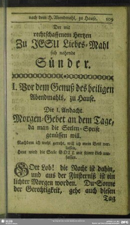[Andachten vor dem heiligen Liebesmahl]