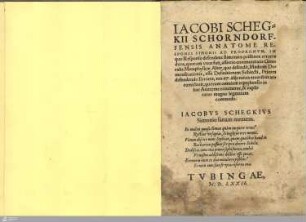 Iacobi Schegkii schorndorfensis Anatome responsi Simonii ad Prodromvm : in quo responso defendens Simonius pristinos errores ... aliis novis erroribus accumulavit ...