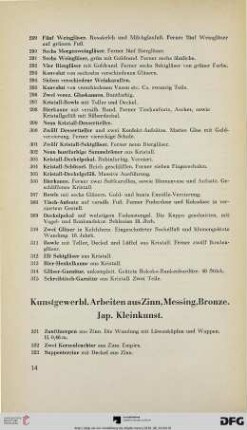 Kunstgewerbl. Arbeiten aus Zinn, Messing, Bronze. Jap. Kleinkunst (Nr. 321-490)