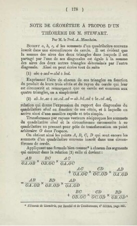 NOTE DE GÉOMÉTRIE À PROPOS D'UN THÉORÈME DE M. STEWART.