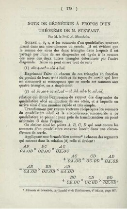 NOTE DE GÉOMÉTRIE À PROPOS D'UN THÉORÈME DE M. STEWART.